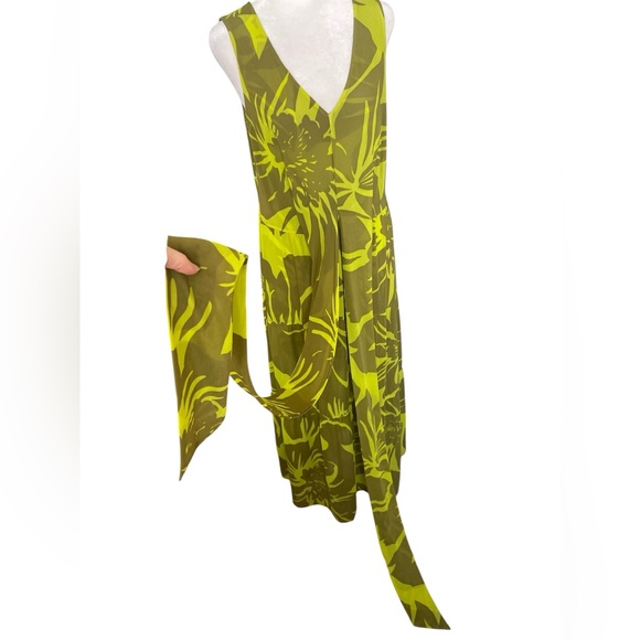 Cabi Tie Front Green Tropical Print Mesh Maxi Dress Small - Picture 5 of 11